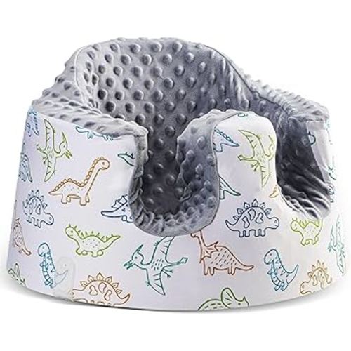 Seat Cover Compatible with Bumbo and Nuby Seat, Removable Breathable Baby Floor Seat Cover for Boys and Girls, Seat Not Included (Gray Dinosaur)