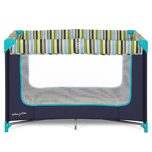 Dream On Me Zodiak Baby Playard, Breathable Mesh Sides, Soft Comfortable Mattress, Quick & Easy to Fold with Travel Carry Bag, Compact Space Saving Design - Navy