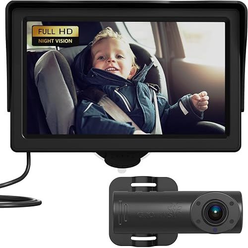 Baby Car Camera, HD Display Baby Car Mirror with Night Vision Feature, 4.3 inch Baby Car Camera with Monitor Wide Clear View, Backseat Camera Rear Facing to Observe Baby’s Every Move