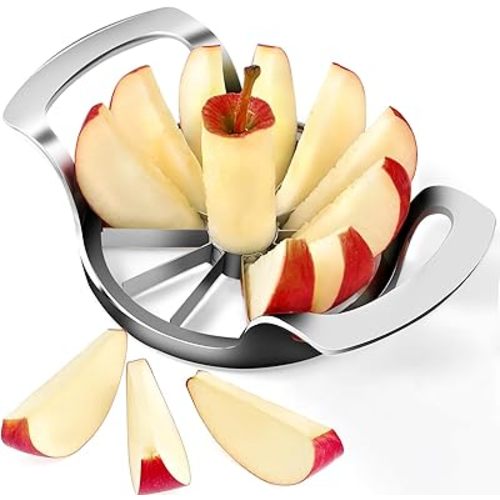 AUBENR 4.72 Inch Extra Large Apple Slicer with 12 Blades - Professional Heavy Duty Apple Cutter -304 Stainless Steel Apple Corer Tool - Sharp Apple Slicer and Corer - Easy to Use - Dishwasher Safe