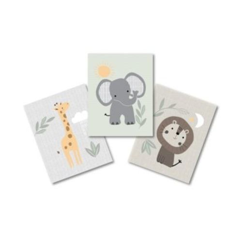 Jungle Story 3-Piece Safari Animals Unframed Nursery Wall Art Decor