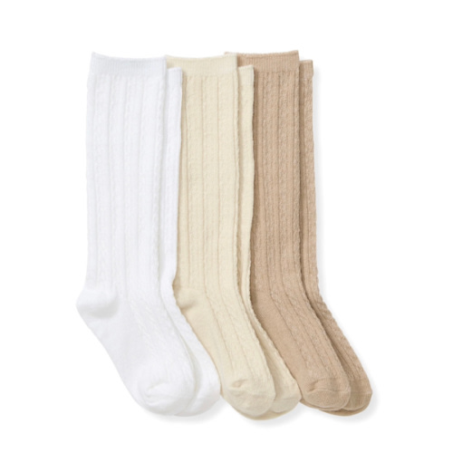 Organic Cotton Cable Knit Knee High Baby Socks 3 Pack