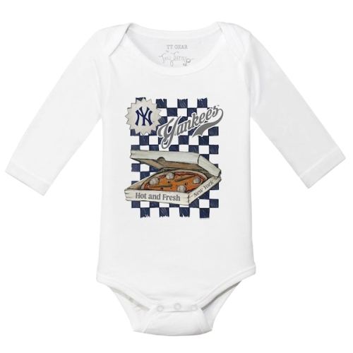 Infant New York Yankees Tiny Turnip White Pizza Long Sleeve Bodysuit