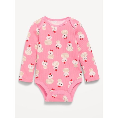 Printed Long-Sleeve Ribbed Bodysuit for Baby