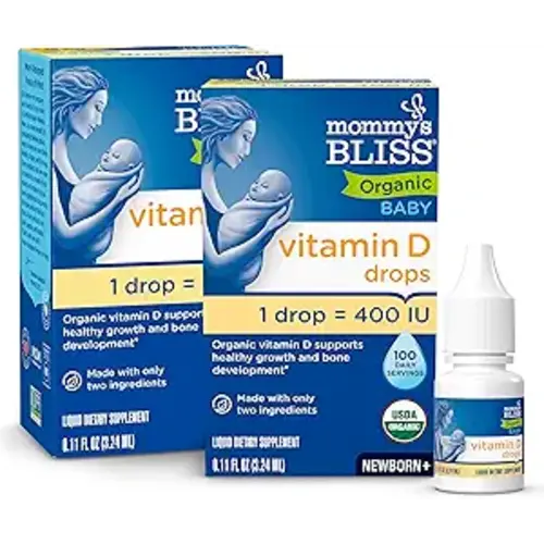 Mommy's Bliss Organic Baby Vitamin D Drops | Infant Vitamin D3 Drops Promote Healthy Growth and Bone Development | Newborn+ | 0.11 Fl Oz (100 Servings) | Pack of 2