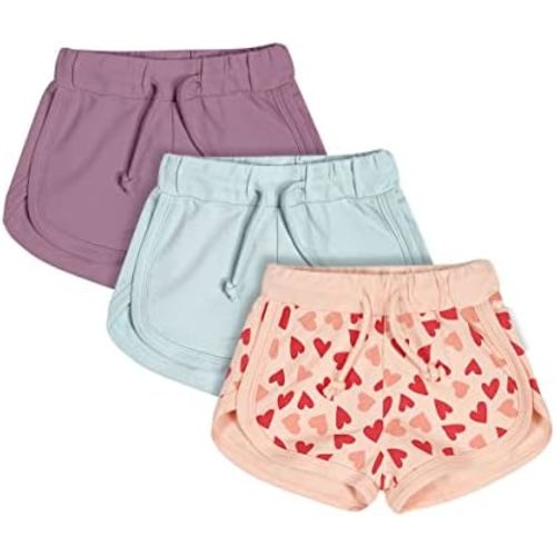 Teach Leanbh Toddler Baby Boys Girls 3 Pack Athletic Shorts Cotton Soild Color Printing with Drawstring