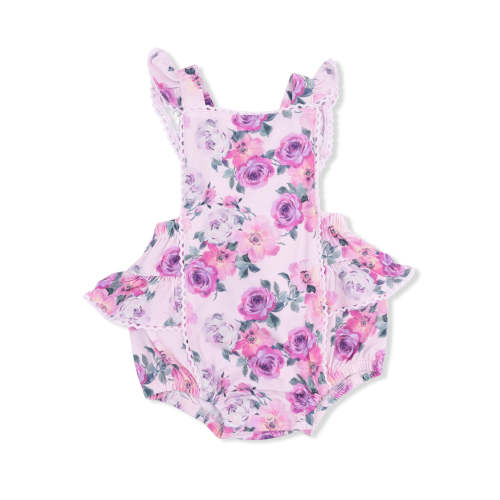 Ric Rac Ruffle Sunsuit, Rose Abundance