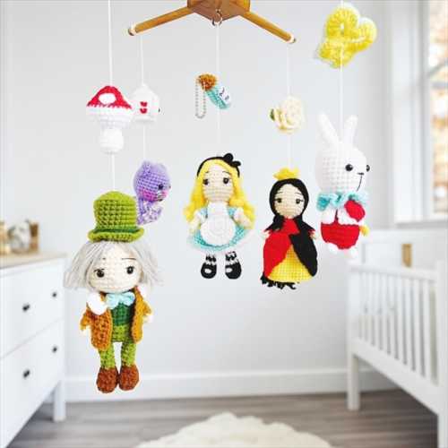 Alice in Wonderland Crochet Baby Mobile: Handmade Nursery Decor
