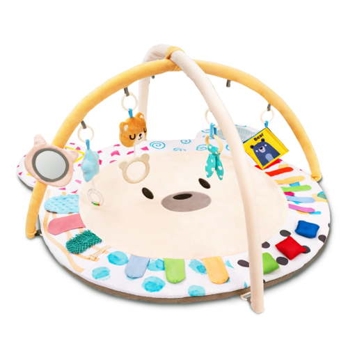 Beavtaens Baby Gym Play Mat, Large Mat with 5 Sensory Zones, 4-in-1 Tummy Time for Infants 0-18M