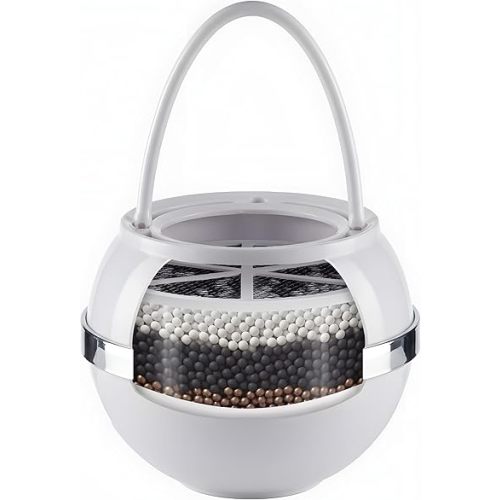 Crystal Quest Bath Ball Filter for Tub Faucet, Bathtub Water Filter, BPA-Free Bathtub Filter, Removes Chlorine, Lead & Impurities, Improves Skin, Hair & Nails, Long Lasting, Fits Most Tubs - White