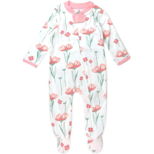 HonestBaby Sleep & Play Footed One-Piece Pajama Sleeper 100% Organic Cotton, Baby Girls