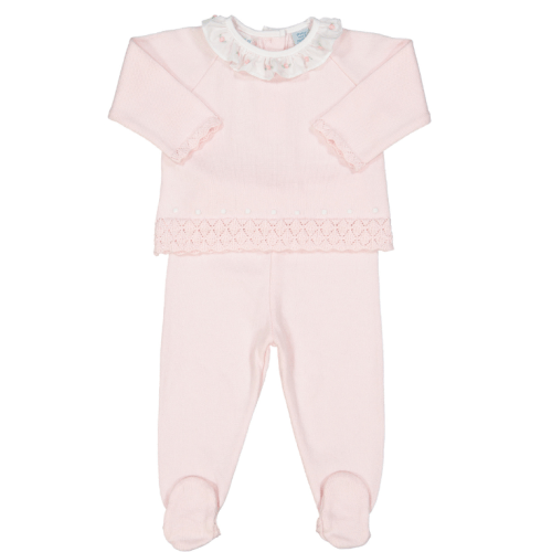 Rose Ruffle Collar Diamond Knit Set