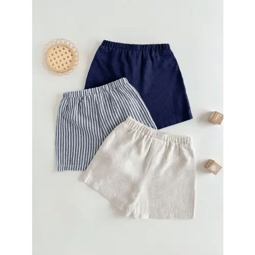 Loomiva 3pcs/Set Baby Boy Decorated Buttons Elastic Waist Casual Shorts | SHEIN USA