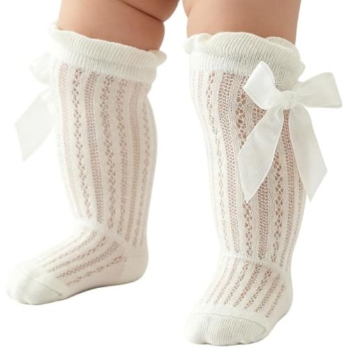 DSORVICD Toddler Baby Girl Ruffle Sock For Girls Long Ruffle Socks White Baby Lace Socks For Baby Girl Socks With Ruffles