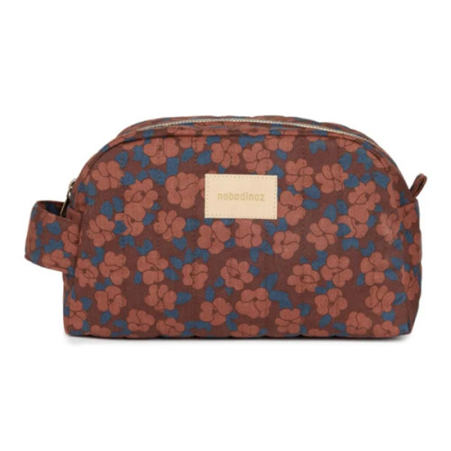 Hyde Park Maroon Poppies waterproof toiletry bag | Brick red