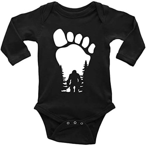 GKrepps Bigfoot in Foot Print for Rompers Long Sleeve Baby One-piece