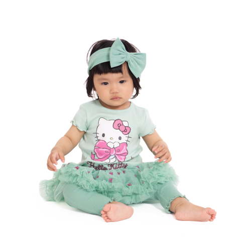 Hello Kitty Baby Girls' Graphic Bodysuit, Skeggings and Bow Headband Set, 3-Piece, Sizes 0/3M-24M