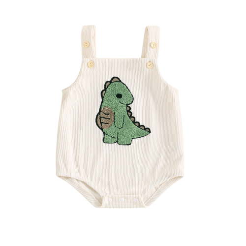 Hirigin Newborn Baby Boy Corduroy Overalls Sleeveless Dinosaur Embroidery Romper 0 3 6 9 12 Months Cute Summer Clothes