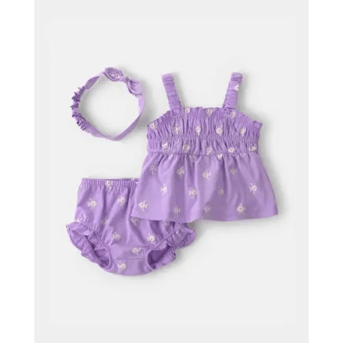 Baby Girl 3-Piece Fish Top & Short Set - Purple | Carter's