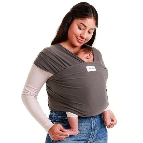 Sleepy Wrap Stretchy Ergonomic Baby Carrier Sling for Newborns to Toddlers - Hands-Free Lightweight Baby Wrap 7-35 lbs (Dark Gray)