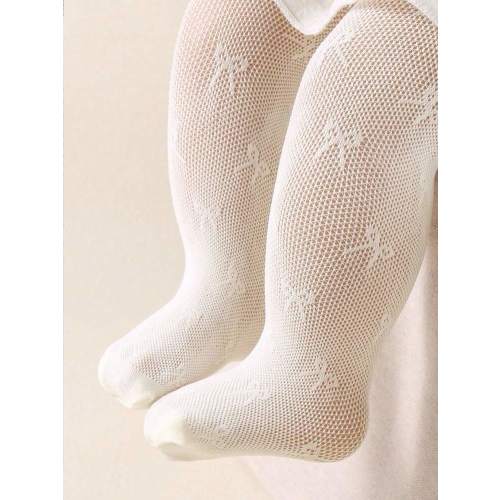 Beige Bow Tie Stirrup Tights, Breathable And Cooling, Suitable For Baby Girls. Dance Socks, Perfect For Baby Girls' Birthday Parties. Suitable For Baby Girls 0+ Years Old, Also An Ideal Gift For Christmas/Thanksgiving. | SHEIN USA