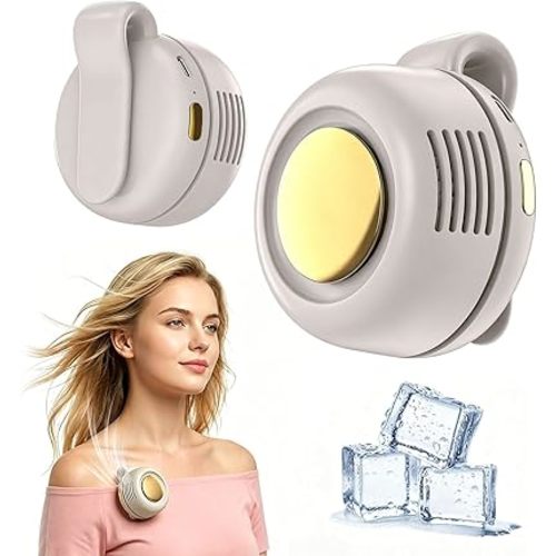Portable Silent Mini Bladeless Electric Fan, 360° Rotatable Portable Mini Clip On Fan for Shirt Waist Rechargeable Whirlwind Clip Fan, 3-Speed Personal Fan Clip On for Outdoor, Travel, Home (Beige)