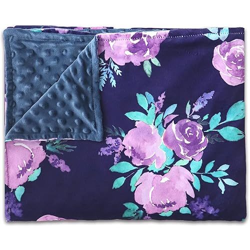 TANOFAR Toddler Blanket Purple Floral Fleece Baby Blankets for Grils Double Layer Crib Blanket 50 x 60 Inch Watercolor Flower