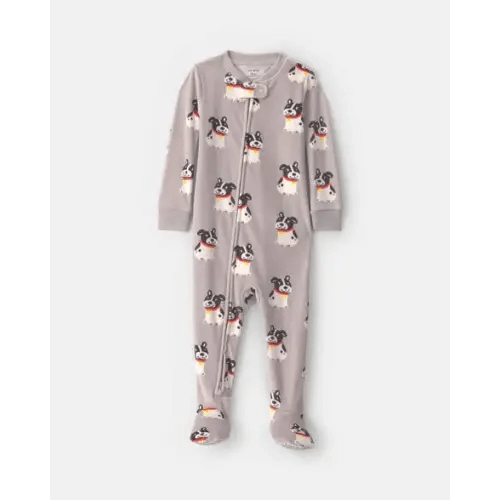 Toddler Boy 1-Piece Dog DreamPlush Snug Fit Footed Pajama - Grey | Carter's