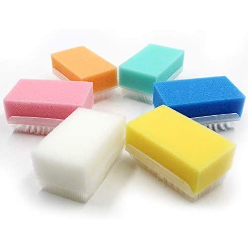 Wellgler's OT Sensory Brush ,Autism Sensory Brush for Therapy ,Surgical Scrub Brush,Bbaby Sponge for Bathing, Cradle Cap Brush (6Pack)