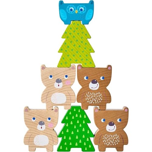 HABA Forest Friends Wooden Stacking Toy – Montessori Sorting Game & Shape Sorter for Toddlers – Educational Wooden Blocks for Preschool Learning – Stacking Toys for Toddlers 2+, Made in Germany