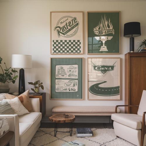 Minimalist Cars Movie Posters Set of 4 Digital Download Printables