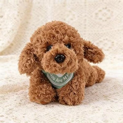 Dog Stuffed Animal, Golden Doodle Puppy Plush Toy with Realist Weighted Soft dog stuffed gift for kids,11 inches (Brown Color)