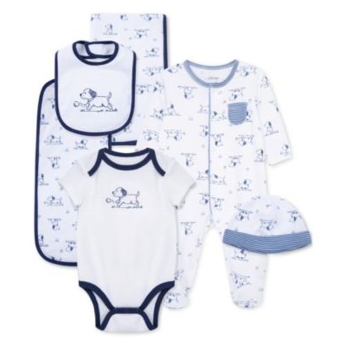 Baby Boys Cotton Puppy Toile Gift Box, 6 Piece Set
