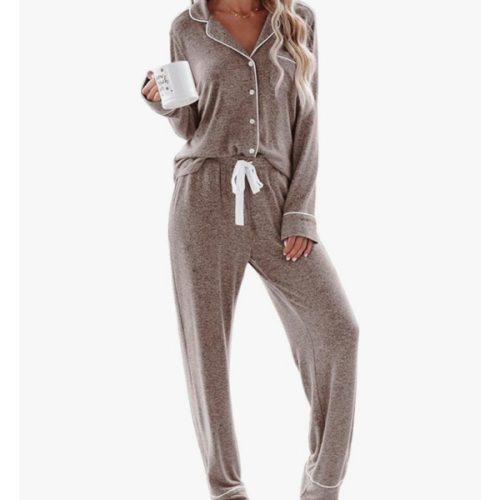 Aamikast Women's Pajama Sets Long Sleeve Button Down Sleepwear Nightwear Soft Pjs Lounge Sets