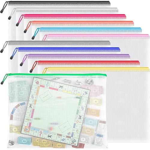 Umriox Zipper Pouch, 16.9x12.4 in (12 Colors, 12 Packs), Extra Large Zipper Bags, Waterproof Zipper Pouches for Office Supplies, Puzzles, Board Game Storage & Cross Stitch Projects