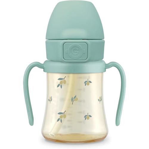 GROSMIMI Flip Top Spill Proof Sippy Cup, (Olive)