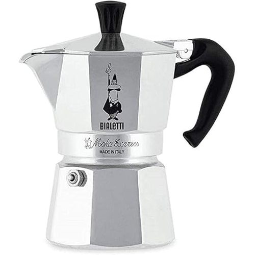 Bialetti - Moka Express: Iconic Stovetop Espresso Maker, Makes Real Italian Coffee, Moka Pot 1 Cup (2 Oz - 60 Ml), Aluminium, Silver