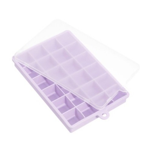 Unique Bargains Square Silicone ice block Tray with Lid for Freezer 24 Cube Per Tray Purple