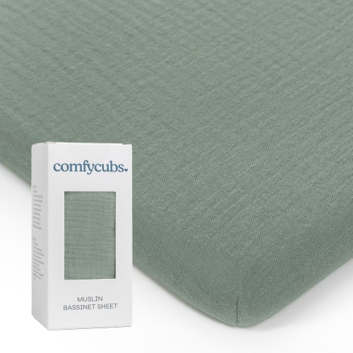Comfy Cubs Muslin Fitted Bassinet Crib Sheet - Extra Soft & Breathable