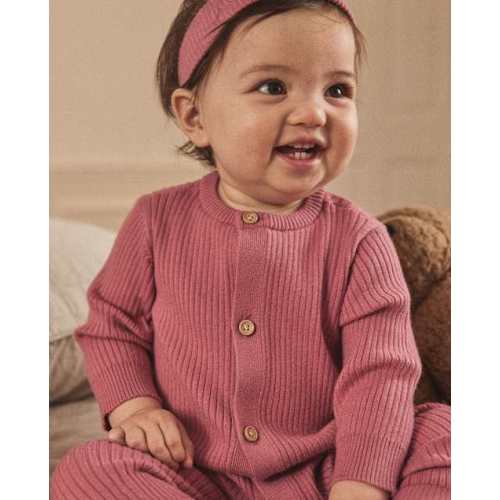 Baby Girls Ribbed Sweater Romper 3-Piece Outfit Set - Homegrown by Gymboree - Red