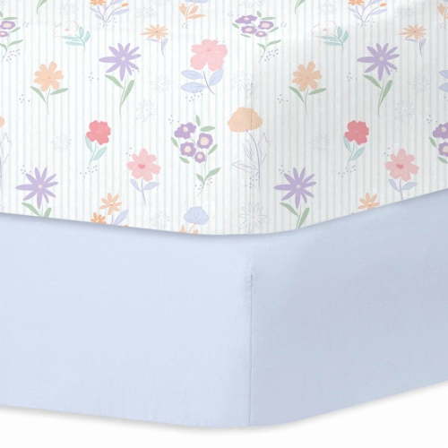 Bimocosy Crib Sheets Fitted 2 Pack for Baby Boys & Girls 52'’ x 28'' (Garden)