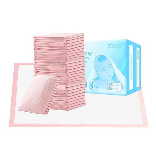 Nihao Honey Disposable Changing Pads for Baby, 30 Pack Portable Diaper Changing Pad Liner, Baby Changing Pad Underpads Changing Table Pads Leak-Proof Breathable (Pink, 18x24 Inch)