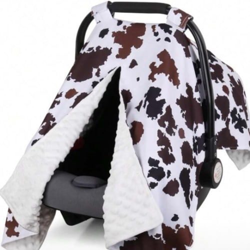 Breathable Infant Car Seat Cover, Peekaboo Opening Minky Car Seat Canopy, Multiuse Baby Carrier Cover & Nursing Breastfeeding Cover