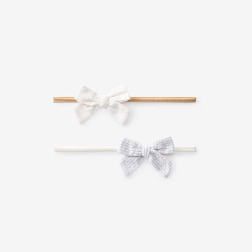 Blue Seersucker/White Swiss Dot Headband Set – Elegant Baby