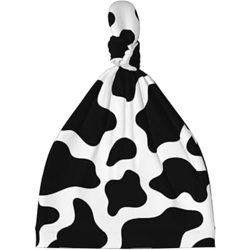 Cow Print Black White Baby Hats 0-6 Months Adjustable Top Knot Stretchy Soft Newborn Hats Baby Boy Girl Beanie