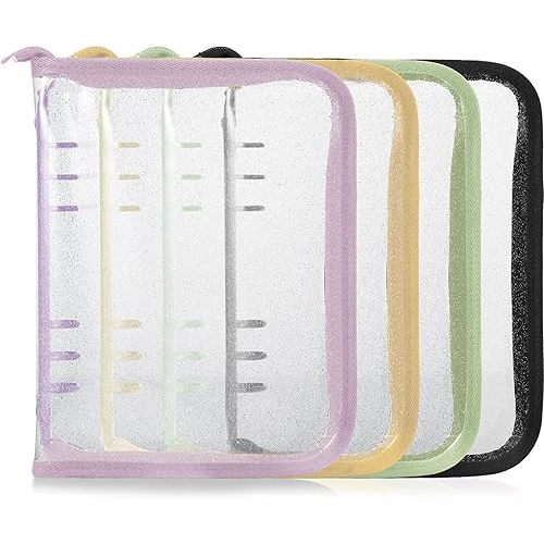 Nezyo 4 Pieces A5 Zipper Binder 6 Ring Cover PVC Binder Clear Budget Cover Refillable Notebook Shell for Photocard Planner Journal Photo Album Folder, 10" x 7"