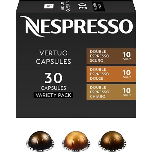 Nespresso Vertuo, Double Espresso Variety Pack, 30-Count Espresso Pods