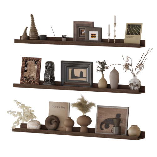 LOMANTOWN 24" Brown Floating Shelves (Set of 3)
