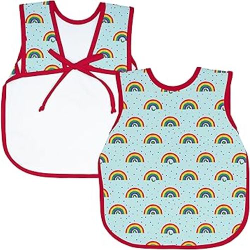 BapronBaby Eric Carle Rainbow Caterpillar Bapron - No Neck Tie Safer Bib for Baby & Toddler - Soft Waterproof Stain Resistant - Machine Washable - Sz Baby/Toddler 6m-3T