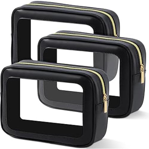 3PCS Diaper Bag Organizer Pouch Set, TSA Approved Toiletry Bag，Clear Waterproof TPU Makeup Bag Set Travel Organizer Bags for Women and Kids